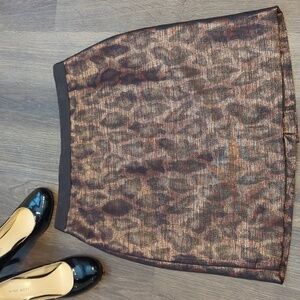 Ann Taylor Metallic Leopard Pencil Skirt - 2